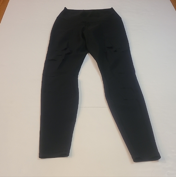 ALO Yoga Pants - #316 ALO Yoga Distressed Black Leggings B1421
